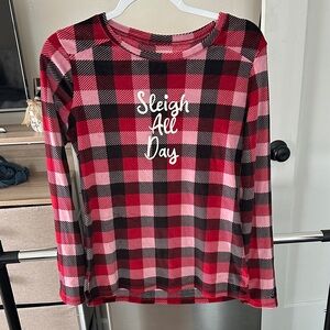 Cuddl Duds Red and Black Plaid Pajama Top